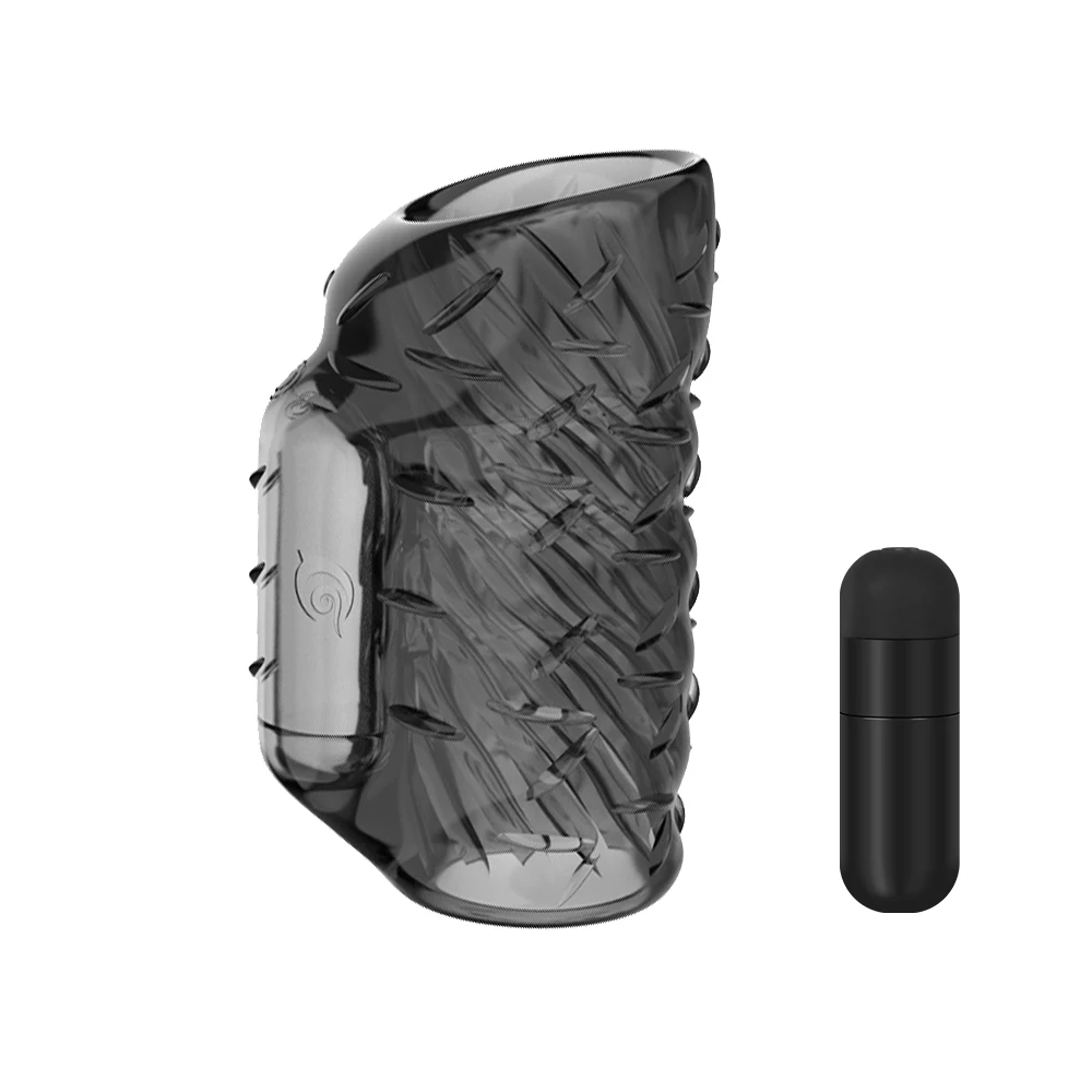 With Vibrator Penis Enlargement Extender Cock Ring For Men Spikes Condoms Delay Ejaculation Medical Exerciser Set Sex Toys Male