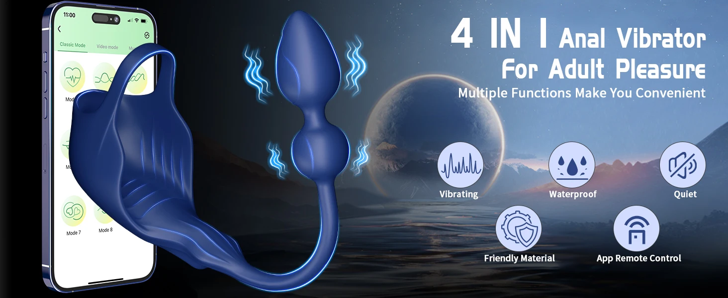 Vibrating Cock Penis Ring with Prostate Anal Butt Plug Vibrator Sex Toys for Men APP Control Testicle Perineum Scrotum Massager Vibrating Cock Penis Ring with Prostate Anal Butt Plug Vibrator Sex Toys for Men APP Control Testicle Perineum Scrotum Massager