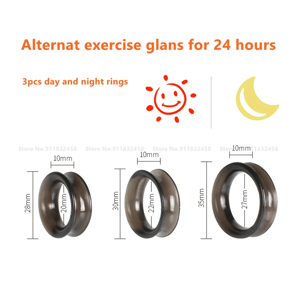 3PCS Reusable Foreskin Correction Ring Cock Ring Foreskin Repair Ring Penis Delay Ejaculation Sex Toys for Men Glans Rings