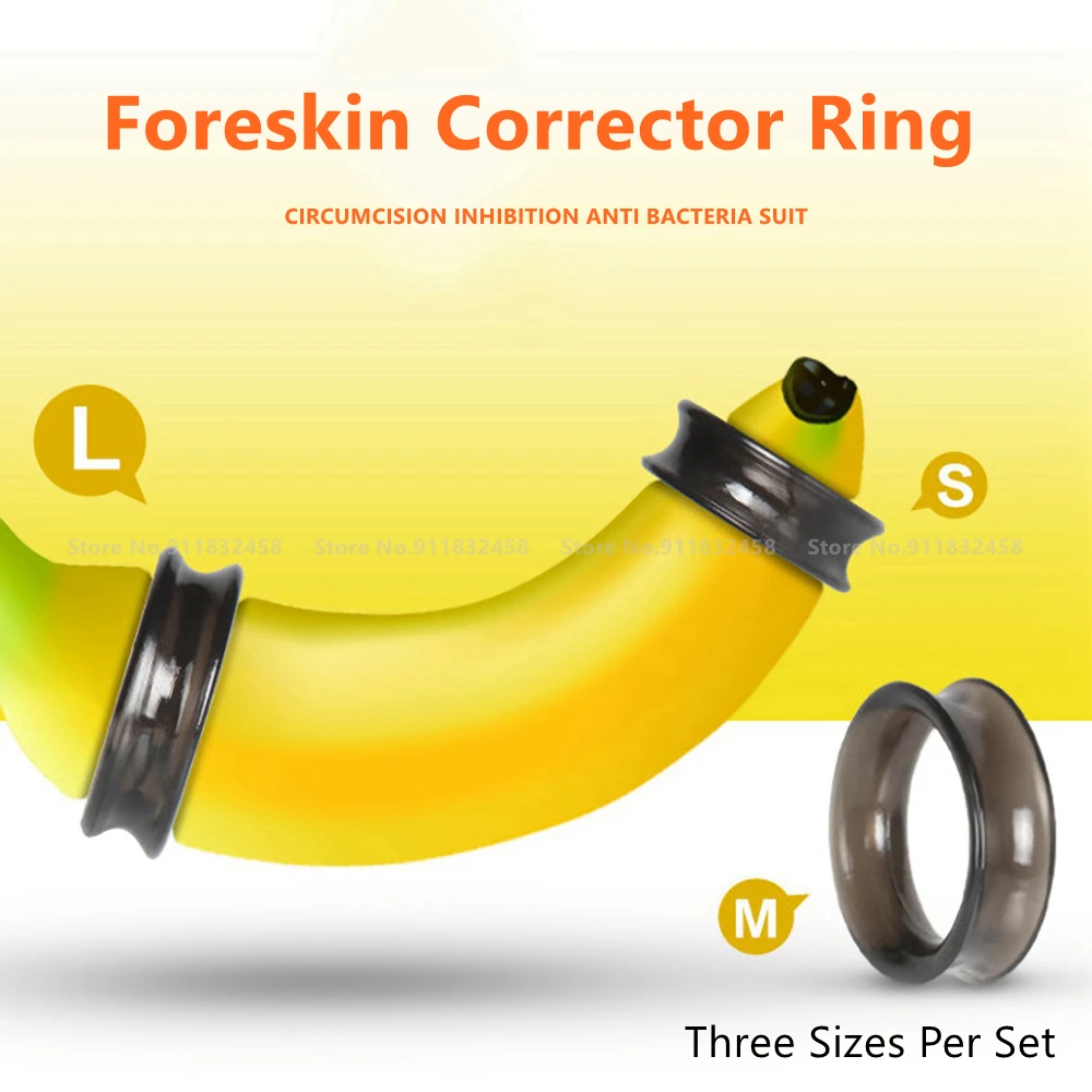 3PCS Reusable Foreskin Correction Ring Cock Ring Foreskin Repair Ring Penis Delay Ejaculation Sex Toys for Men Glans Rings