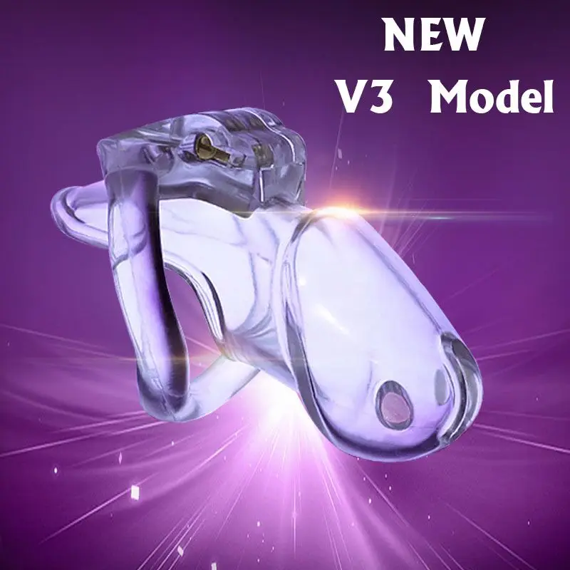 Male Resin Chastity Device,Cock Cage V3 With 4 Size Penis Ring,Cock Ring,Adult Game,Chastity Belt,A380