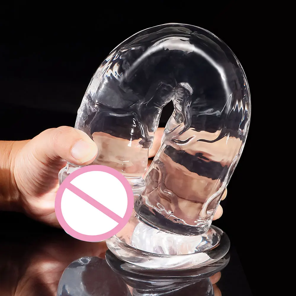 Big Crystal Jelly Realistic Clear Dildo Suction Cup Huge Transparent Penis Dick Anal Product Sex Toys For Woman Lesbian Adult