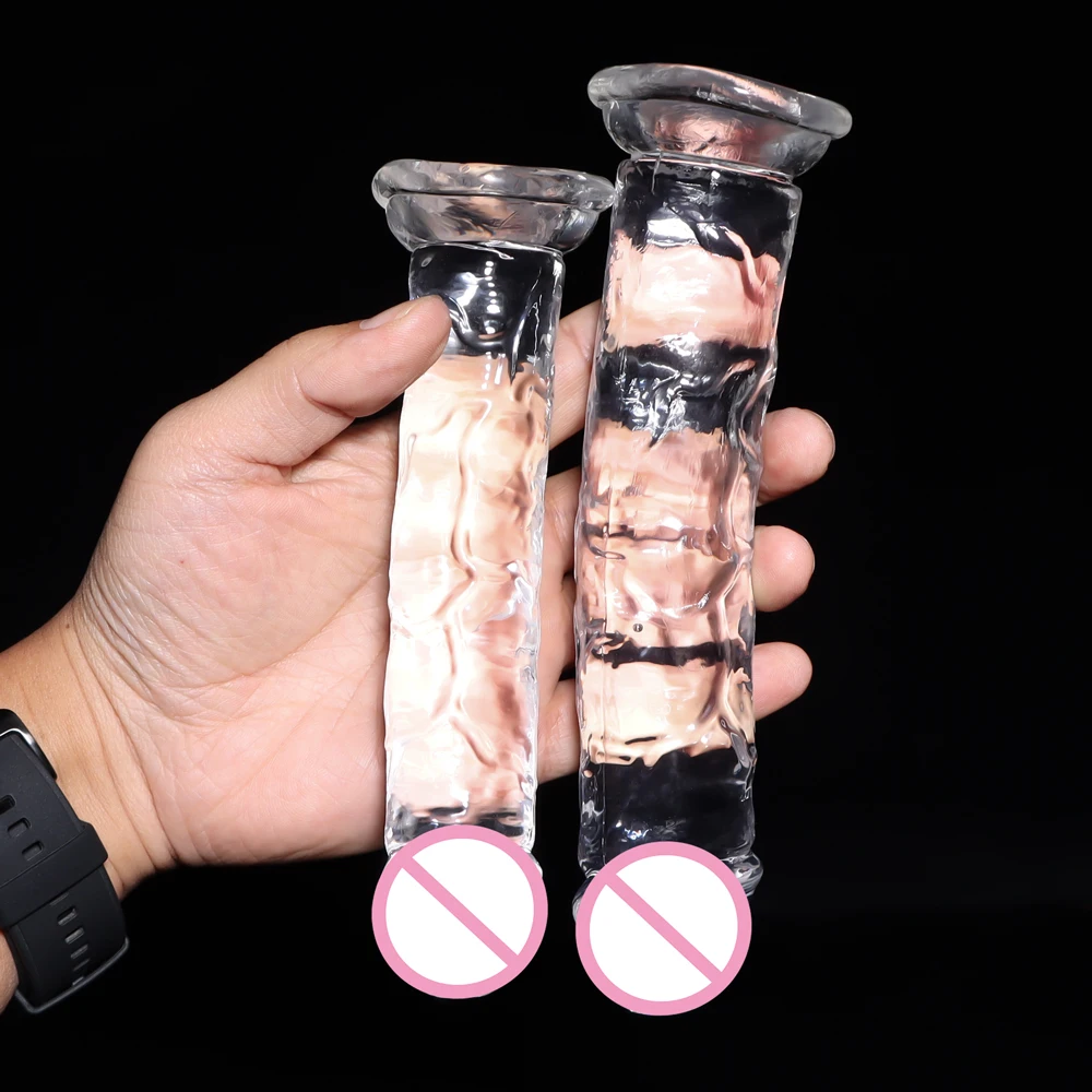 Big Crystal Jelly Realistic Clear Dildo Suction Cup Huge Transparent Penis Dick Anal Product Sex Toys For Woman Lesbian Adult