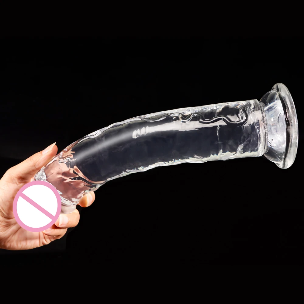 Big Crystal Jelly Realistic Clear Dildo Suction Cup Huge Transparent Penis Dick Anal Product Sex Toys For Woman Lesbian Adult