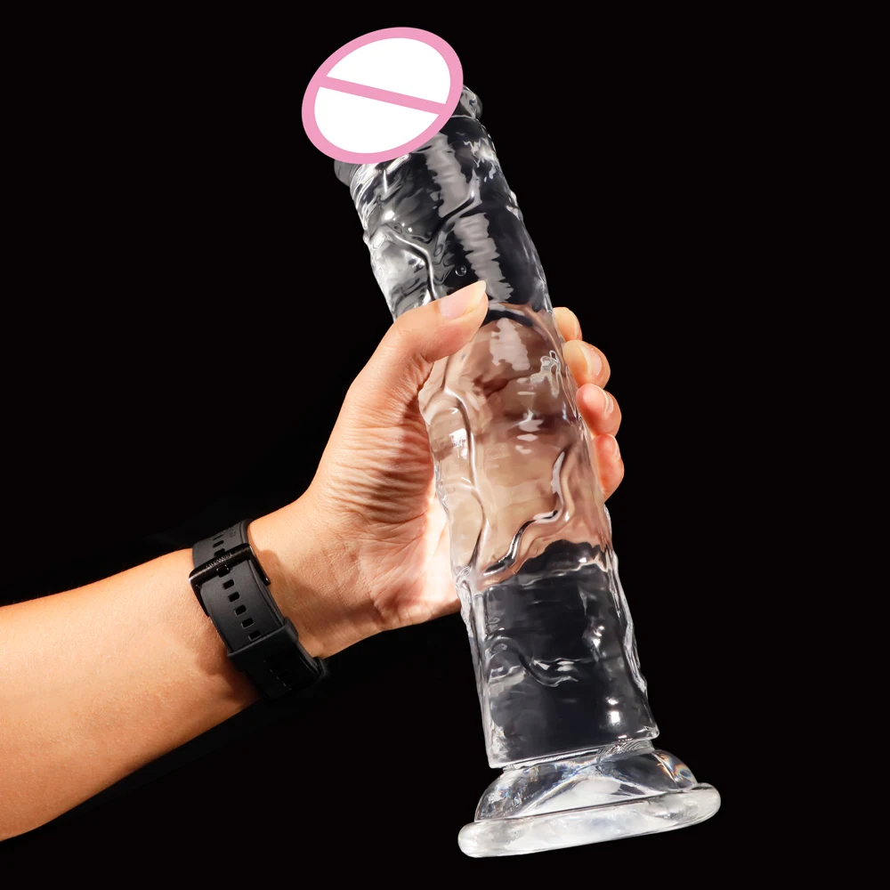 Big Crystal Jelly Realistic Clear Dildo Suction Cup Huge Transparent Penis Dick Anal Product Sex Toys For Woman Lesbian Adult