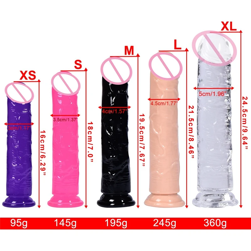 5 Size Translucent Soft Jelly Big Dildo Realistic Fake Dick Penis Butt Plug Sex Toys for Woman Men Vagina Anal Massage Product