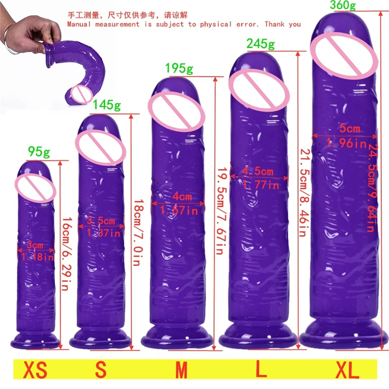 5 Size Translucent Soft Jelly Big Dildo Realistic Fake Dick Penis Butt Plug Sex Toys for Woman Men Vagina Anal Massage Product