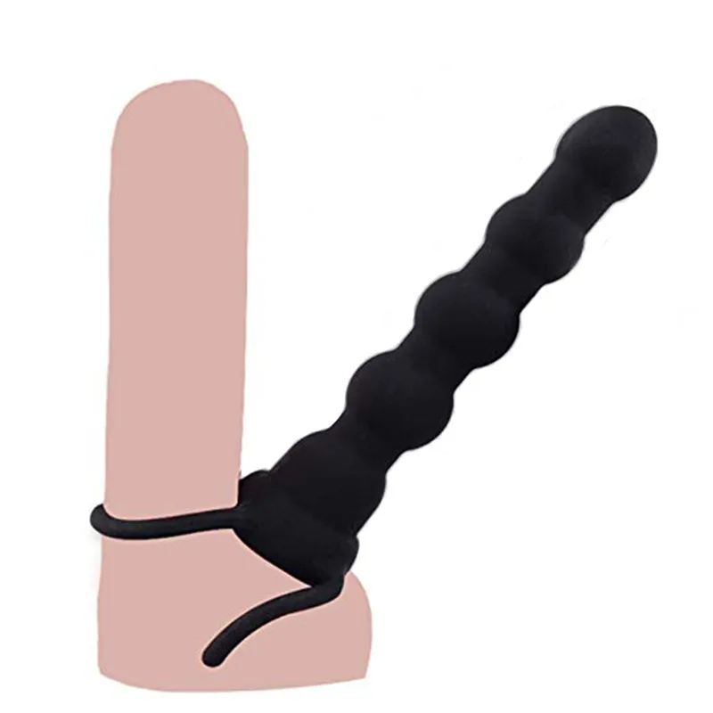 Double Penetration Dildo Rings Strap On Penis Delayed Ejaculation Anal Beads Butt Anus Vaginal Massager Sex Toys For Men Couples