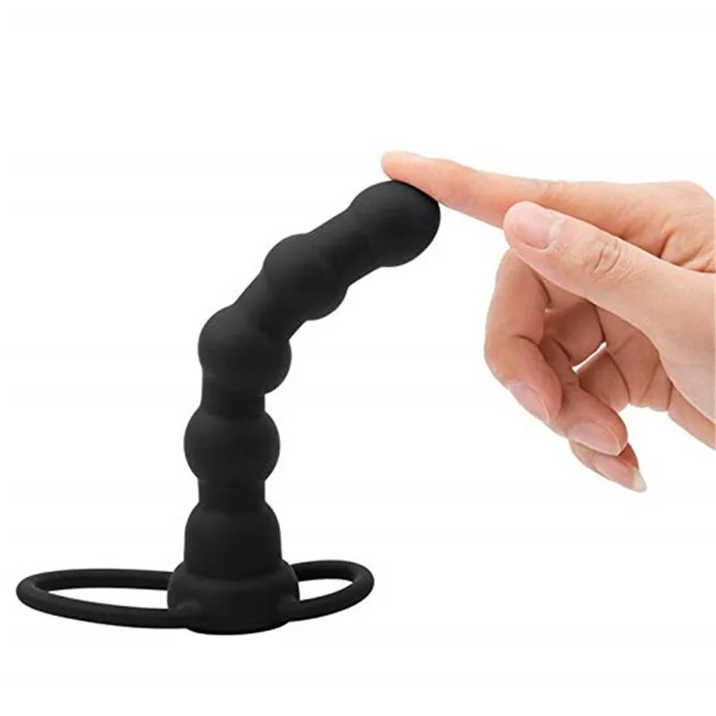 Double Penetration Dildo Rings Strap On Penis Delayed Ejaculation Anal Beads Butt Anus Vaginal Massager Sex Toys For Men Couples