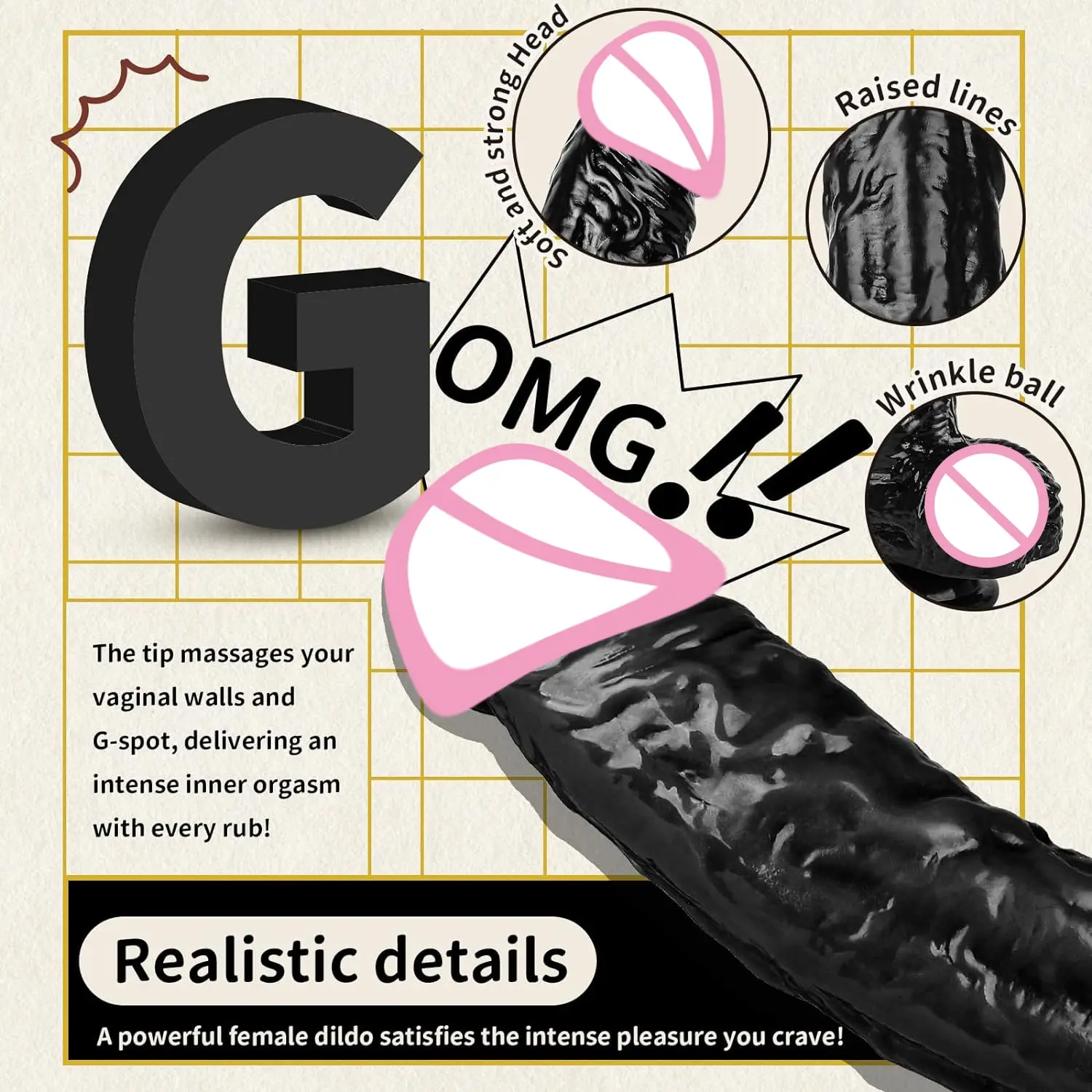 7.1 Inch Realistic Dildo Feels Like Skin Body-Safe Material G Spot Stimulator Dildos with Strong Suction Cup Sex Toys for Women