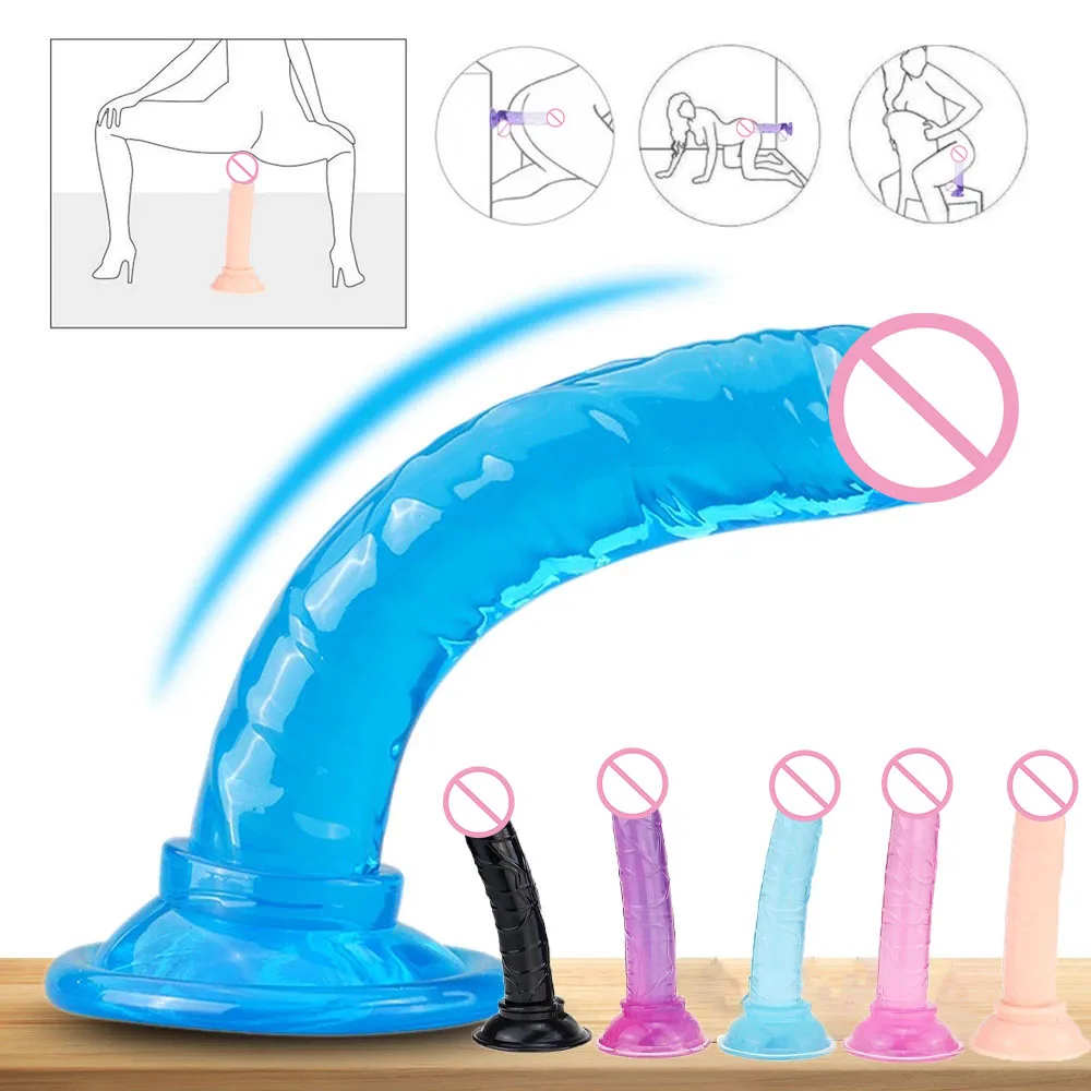Dildo Toy for Adult Erotic Soft Jelly Strong Suction Cup Dildo Anal Butt Plug Realistic Penis G-spot Orgasm Sex Toys for Woman