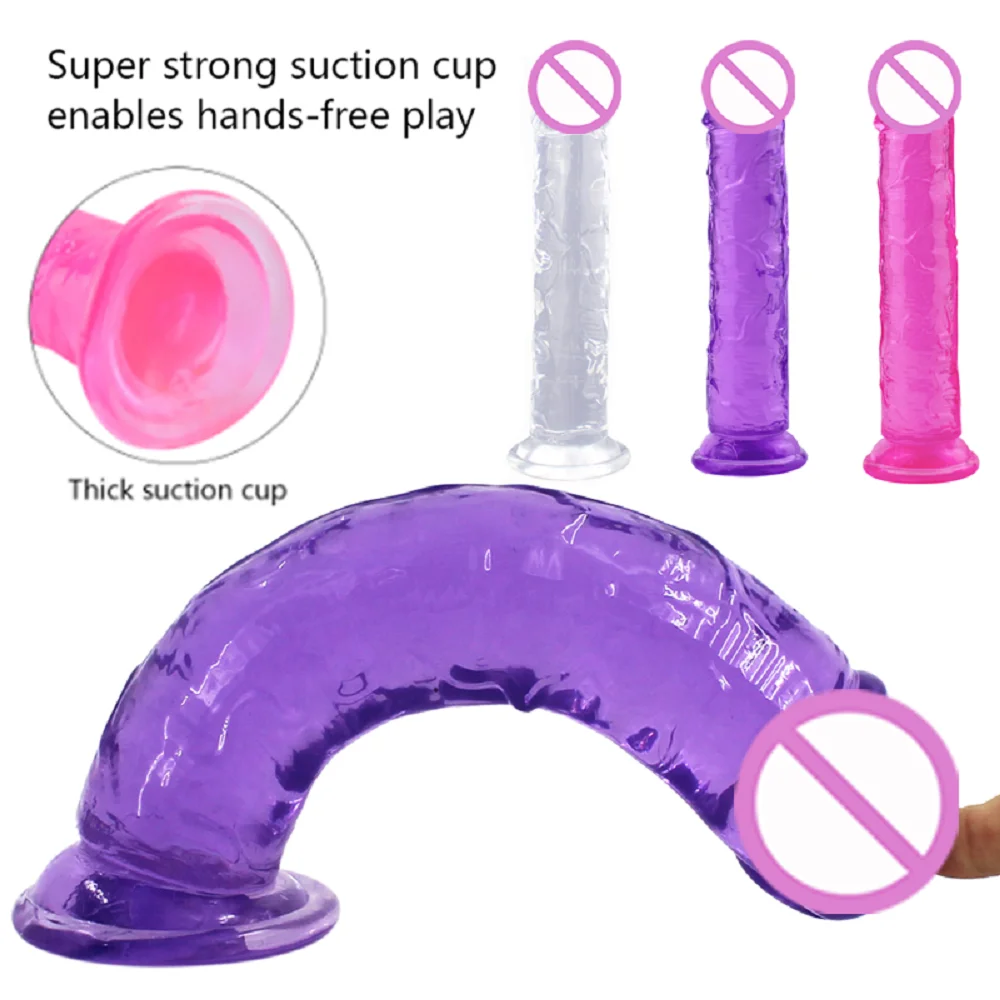 Dildo Toy for Adult Erotic Soft Jelly Strong Suction Cup Dildo Anal Butt Plug Realistic Penis G-spot Orgasm Sex Toys for Woman