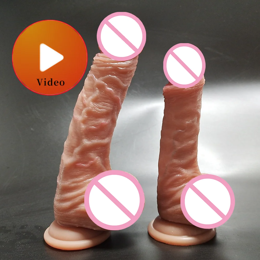 8.5inch Soft Realistic Penis Women’s Dildo With Suction Cup Skin Feel Sliding Foreskin Big Dick Female Masturbator Anal Sex Toys