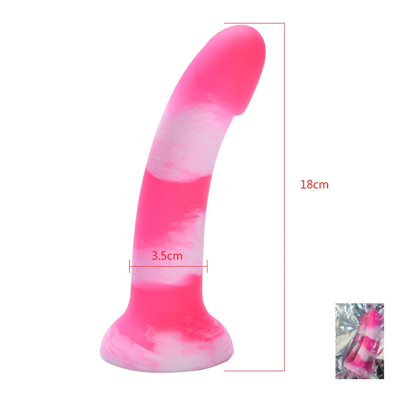 Girls Liquid Silicone Realistic Anal Dildo with Strong Suction Cup pink penis G Spot Dildo for Women Men Sex Toys 14-21cm
