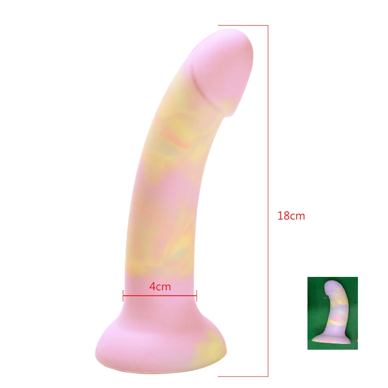 Girls Liquid Silicone Realistic Anal Dildo with Strong Suction Cup pink penis G Spot Dildo for Women Men Sex Toys 14-21cm