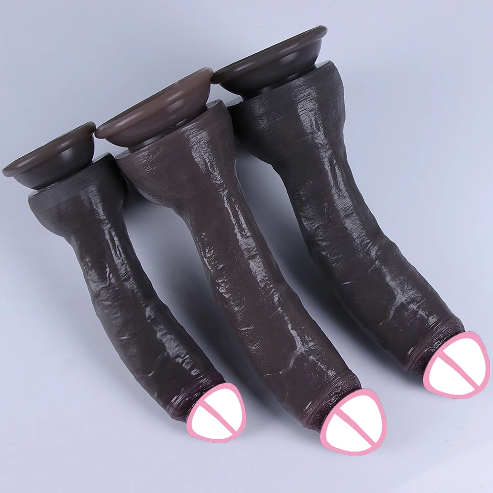 Big Long Dildo Realistic Dick Strapon Penis Soft Suction Cup Black Vagina Masturbator Anal Sex Toy For Woman G-spot Stimulation