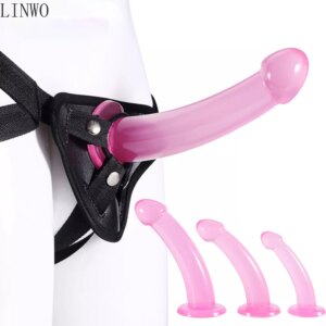LINWO Wearable Realistic Dildo Strap on Dildo Panties Anal Plug Gay Adult Game Sex Toys Lesbian Women Couples Adult Masturbation