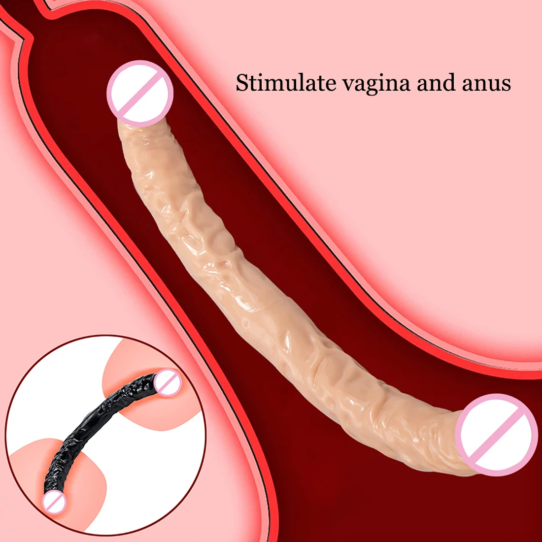 Overlength Double Dildos Stimulate Vagina and Anus Soft Penis Realistic Phallus Long Dick Masturbator Sex Toys for Women Lesbian