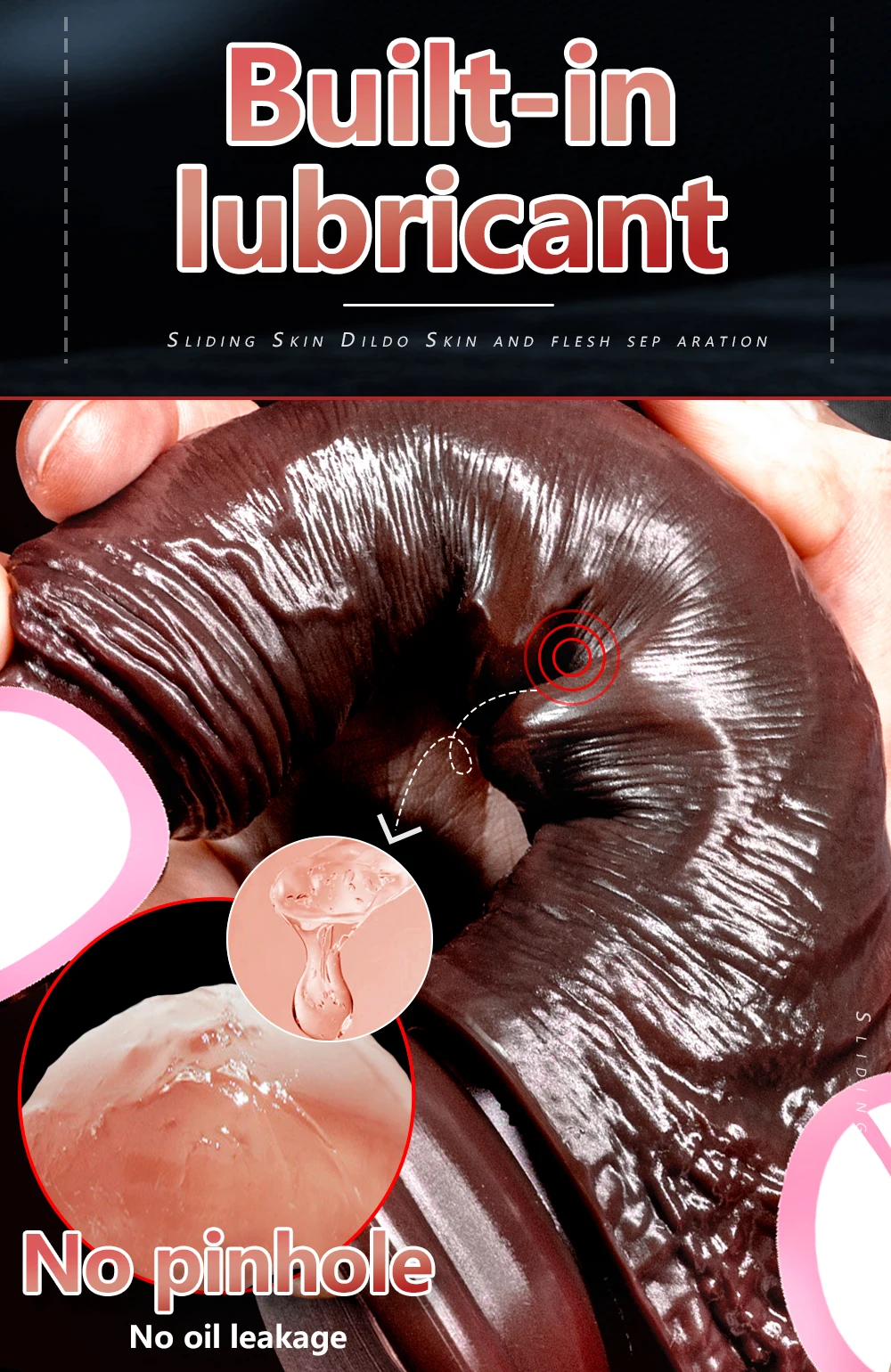 Black Realistic Dildo Liquid Silicone Sliding Foreskin Penis Adult Games G Spot Stimulate With Suction Cup Dildo For Women