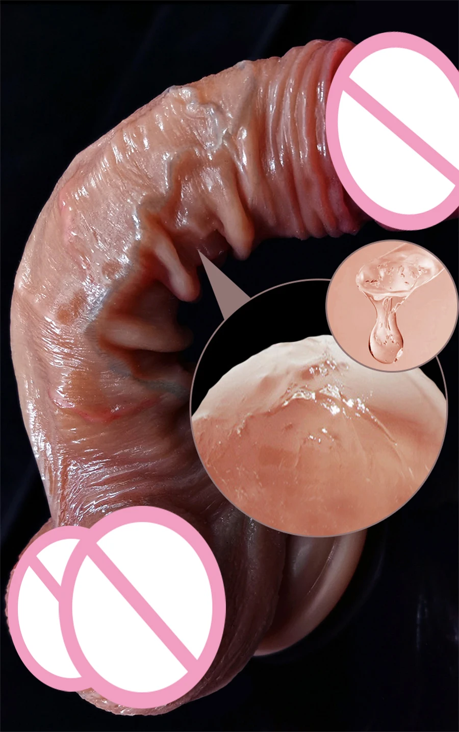 Black Realistic Dildo Liquid Silicone Sliding Foreskin Penis Adult Games G Spot Stimulate With Suction Cup Dildo For Women