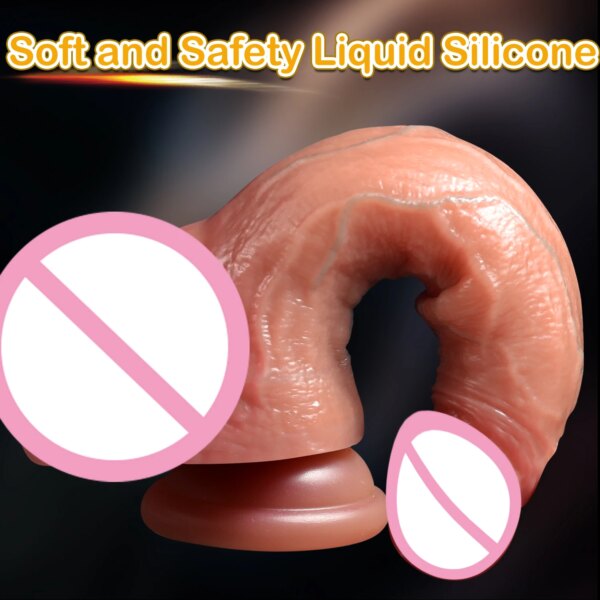 2 IN 1 Sliding Foreskin Dildo Upgraded Ejaculating Penis Realistic Spray Water Penis with Suction Cup Sex Toys for Women Couples