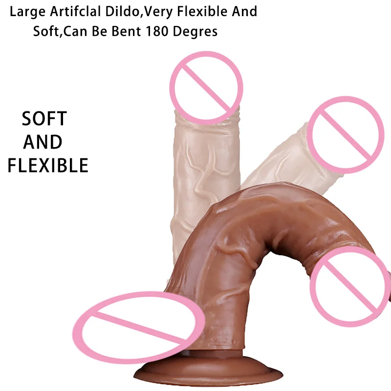 Moonuo Exotic Female Masturbator Healthy soft glue Realistic Soft Dildo Suction Cup for Women Big Dick Sex Toys