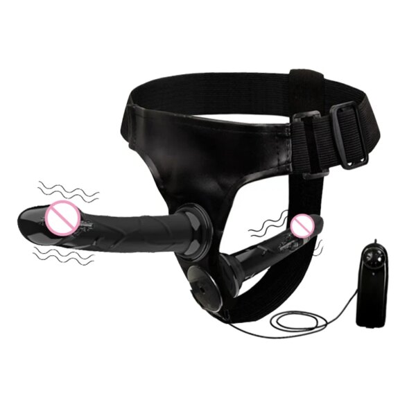 Double Penis Realistic Dildo Vibrator With Suction Cup Strapon Ultra Elastic Harness Belt Strap On Big Dildo Sex Toys For Woman