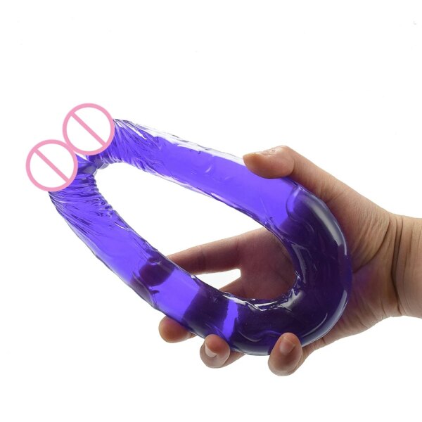 Big Double Head Dildo Long Jelly Realistic Dildo Double Ended Dildo Flexible Penis for Women Masturbator Sex Toys for Lesbian