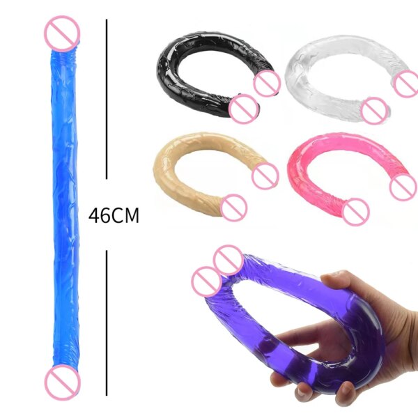 Big Double Head Dildo Long Jelly Realistic Dildo Double Ended Dildo Flexible Penis for Women Masturbator Sex Toys for Lesbian