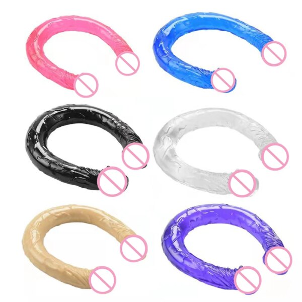 Big Double Head Dildo Long Jelly Realistic Dildo Double Ended Dildo Flexible Penis for Women Masturbator Sex Toys for Lesbian