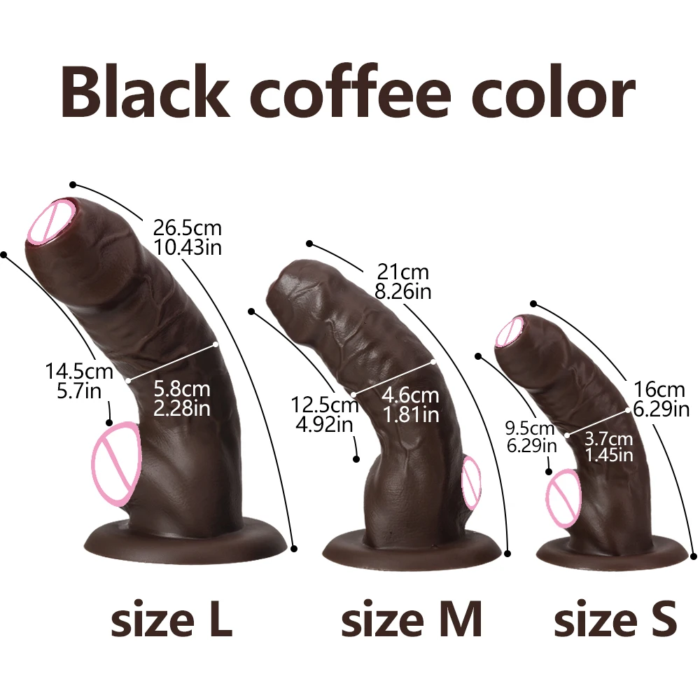 Soft Feeling Realistic Dildo Penis Black Brown Large Glans Simulated Medical Silicone Adult Sex Toy for Women Masturbators 18+