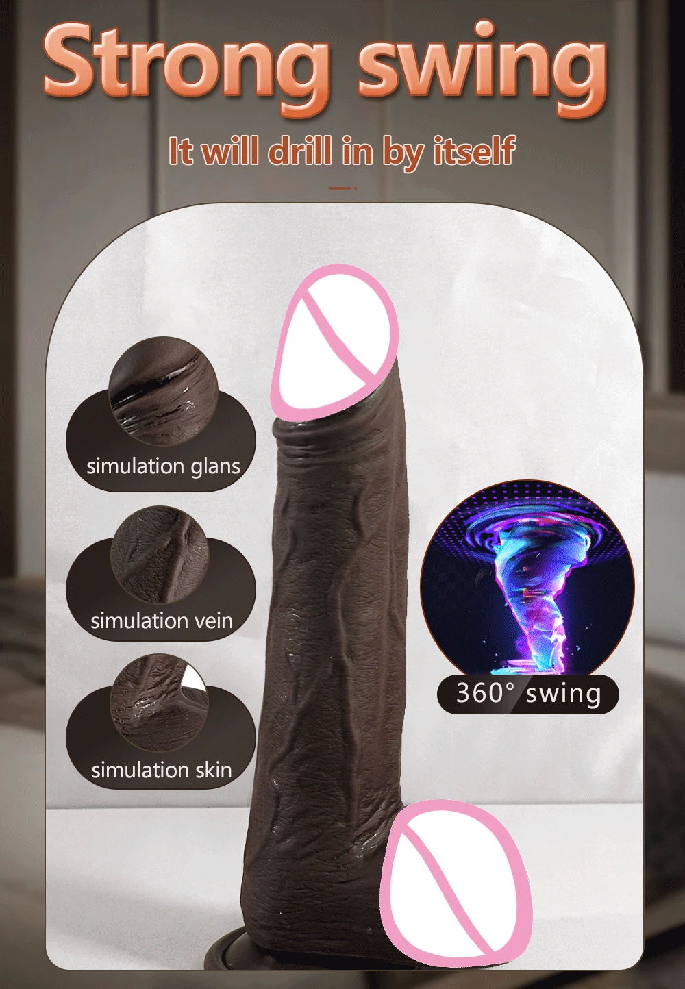 Big Realistic Vibrator Huge Dildo Penis Electric Vibrators Swing telescopic Dildos With Strong Suction Real Big Dick Sex Machine