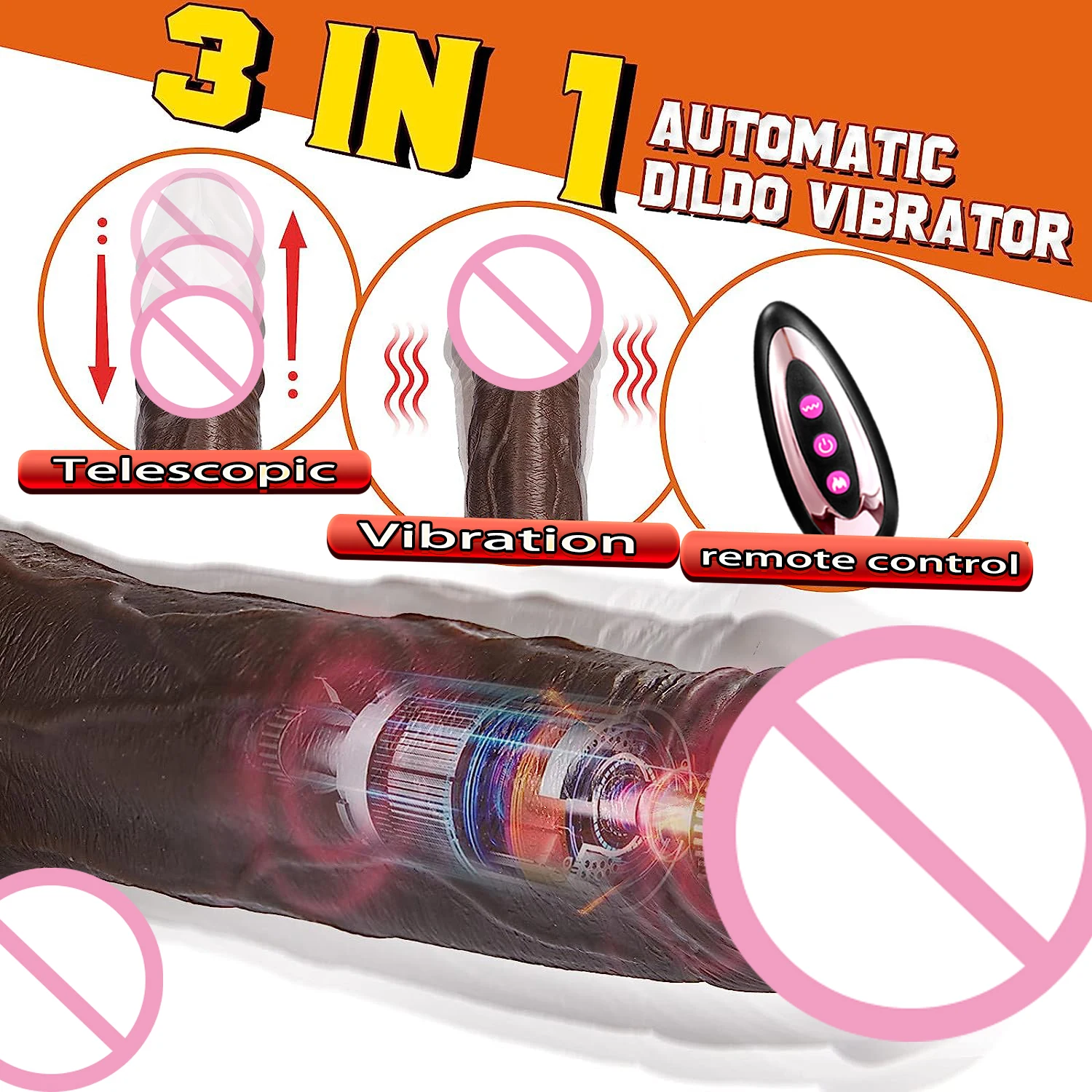 Thrusting Dildo Vibrator Sex Toys with Vibration and Telescopic Black Realistic Vibrating Dildos for G-spot and Anal Stimulation Thrusting Dildo Vibrator Sex Toys with Vibration and Telescopic Black Realistic Vibrating Dildos for G-spot and Anal Stimulation