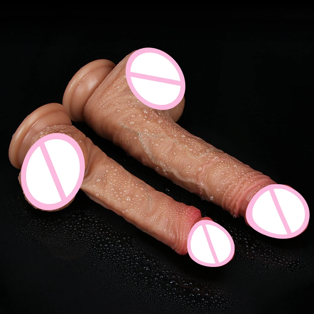 Realistic Knead Foreskin Testicle Dildo Adult Sex Toy for Women Soft Silicone Vaginal Masturbators Penis Big Suction Cup Dick