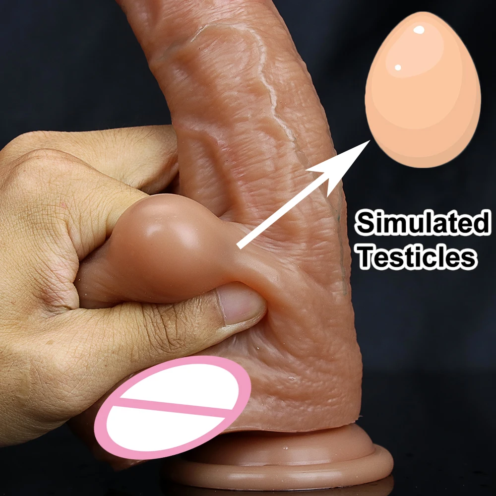 Realistic Knead Foreskin Testicle Dildo Adult Sex Toy for Women Soft Silicone Vaginal Masturbators Penis Big Suction Cup Dick