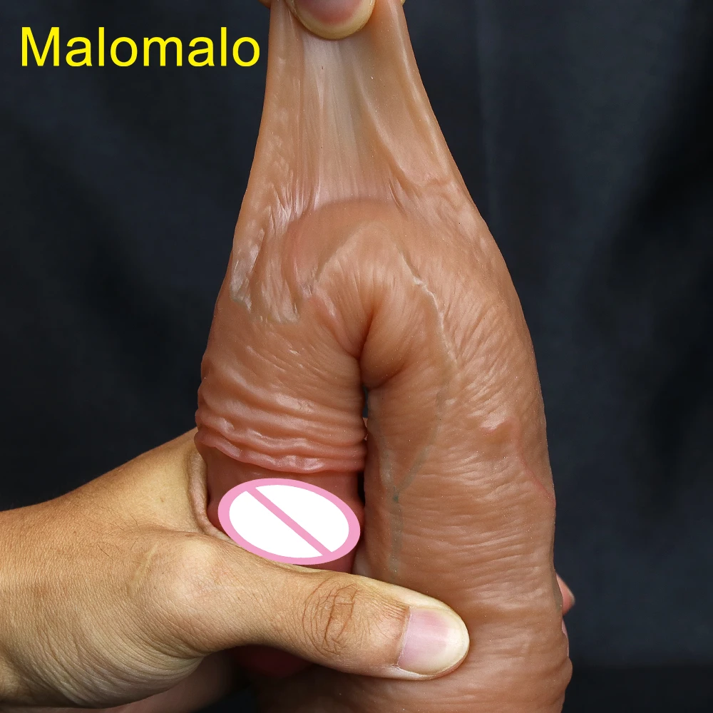 Realistic Knead Foreskin Testicle Dildo Adult Sex Toy for Women Soft Silicone Vaginal Masturbators Penis Big Suction Cup Dick