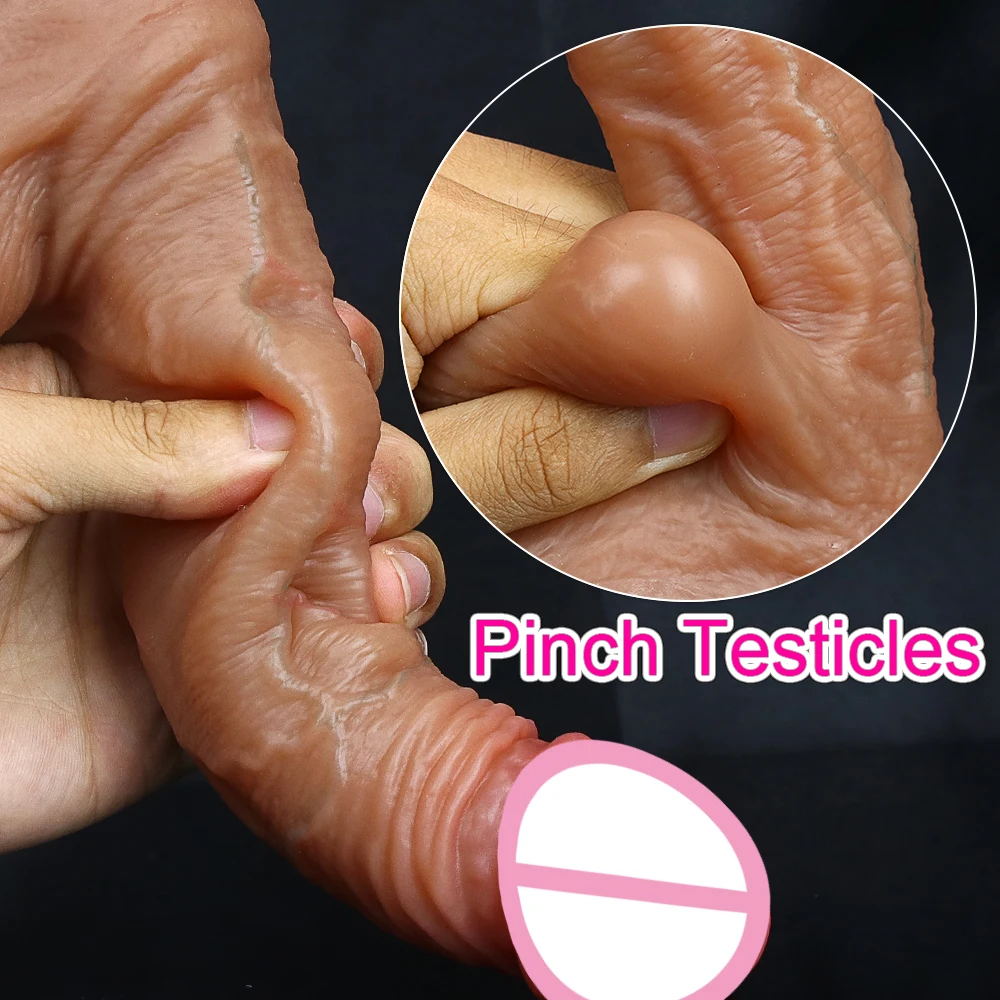 Realistic Knead Foreskin Testicle Dildo Adult Sex Toy for Women Soft Silicone Vaginal Masturbators Penis Big Suction Cup Dick