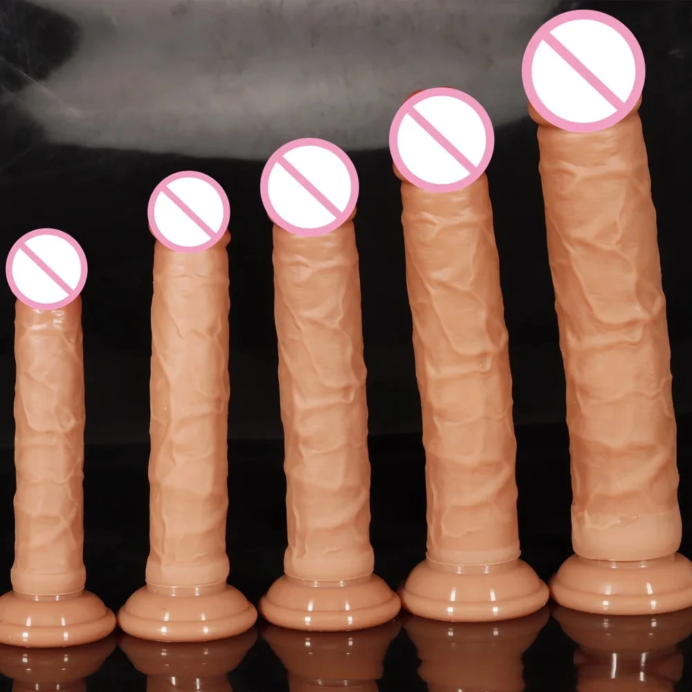 5 Sizes Double Layer Silicone Dildo Realistic Fake Long Penis Butt Plug Adult Sex Toys For Woman Men Vagina Anal Massage Tools
