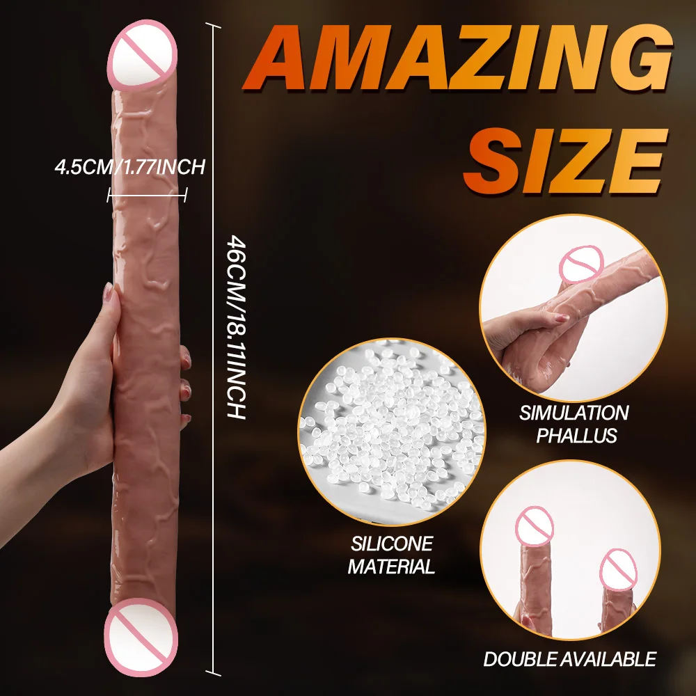 46cm Double Head Dildo Long Jelly Realistic Dildo Big Penis Anal Plug Huge Vaginal Stimulator Sex Toys for Lesbian Couples Gay