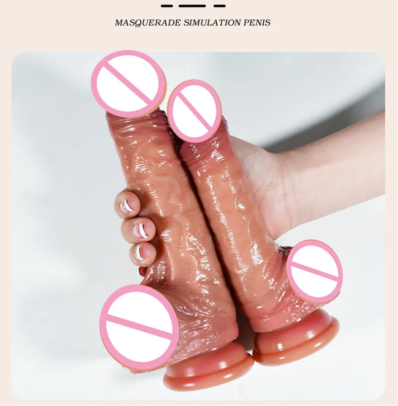 Realistic Dildos for Women Skin Sliding Foreskin Testicles Dildo Anal Vaginal Stimulation Strapon Big Penis Sex Toys for Woman
