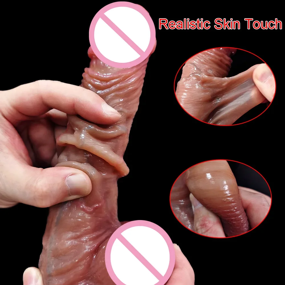 Realistic Dildos for Women Skin Sliding Foreskin Testicles Dildo Anal Vaginal Stimulation Strapon Big Penis Sex Toys for Woman