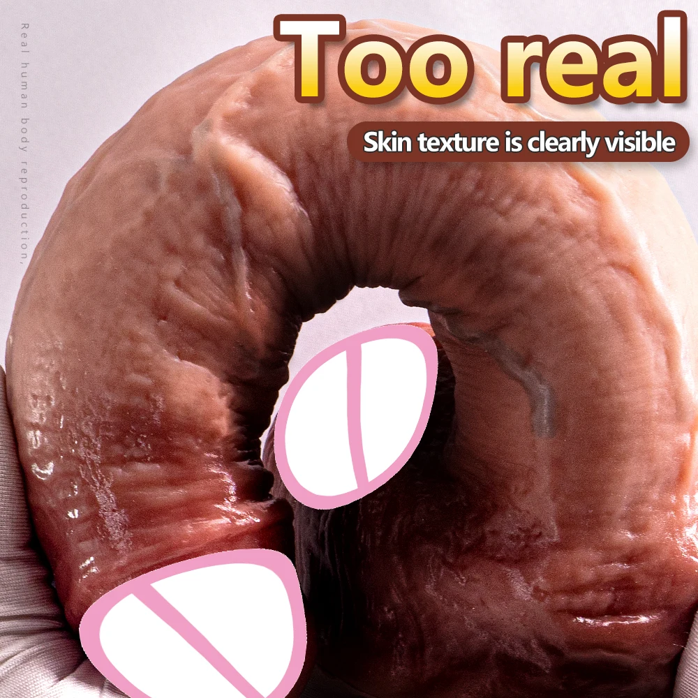 New Soft Realistic Veins Huge Dildo Thick Cock Double Layer Silicone Penis Adult Sex Toy For Women vagina anal Masturbators