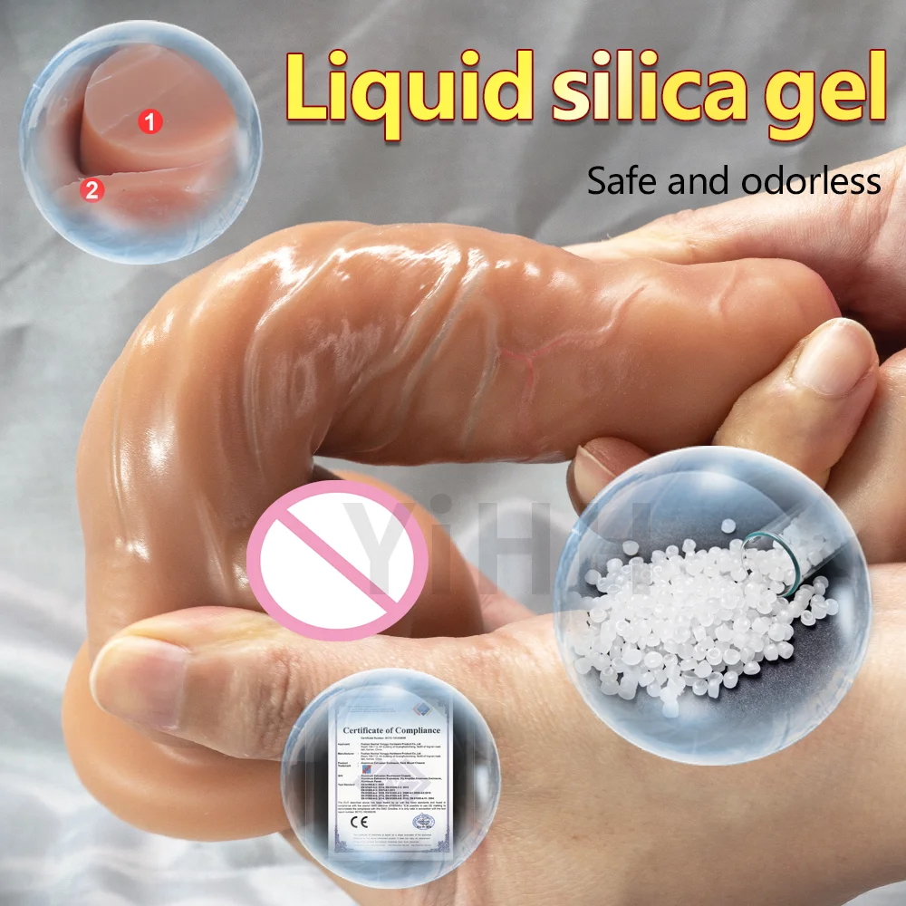 New Soft Realistic Veins Huge Dildo Thick Cock Double Layer Silicone Penis Adult Sex Toy For Women vagina anal Masturbators