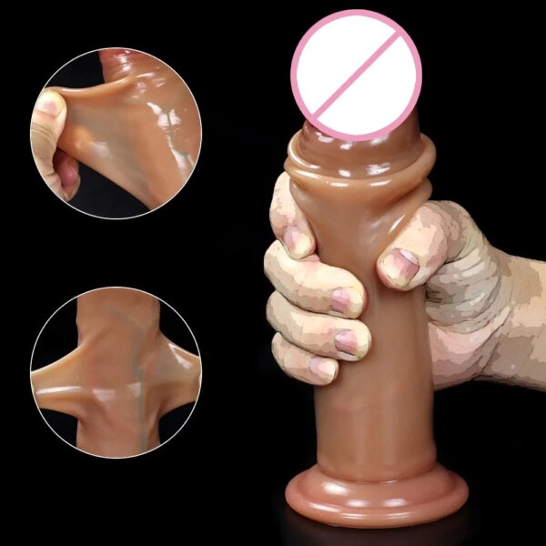Soft Skin Feeling Silicone Realistic Dildo Sex Toys Huge Big Penis With Suction Cup Female Masturbators Anal Vagina Stimulation