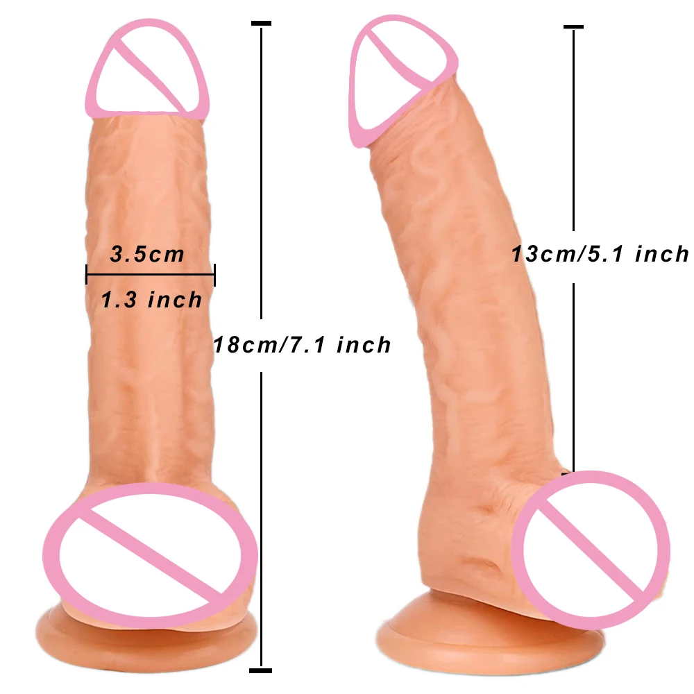 Realistic Dildo 7 Inch Dildo With Suction Cup Flexible Curved Shaft And Balls Dildos For Women Vaginal G-spot And Anal Play