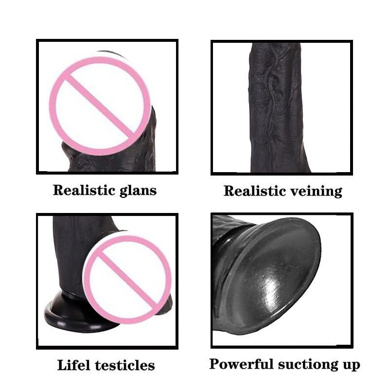 Female Masturbator Skin Feeling Realistic Soft Huge Black African Dildo Silicone Suction Cup for Women Big Dick Sex Toys