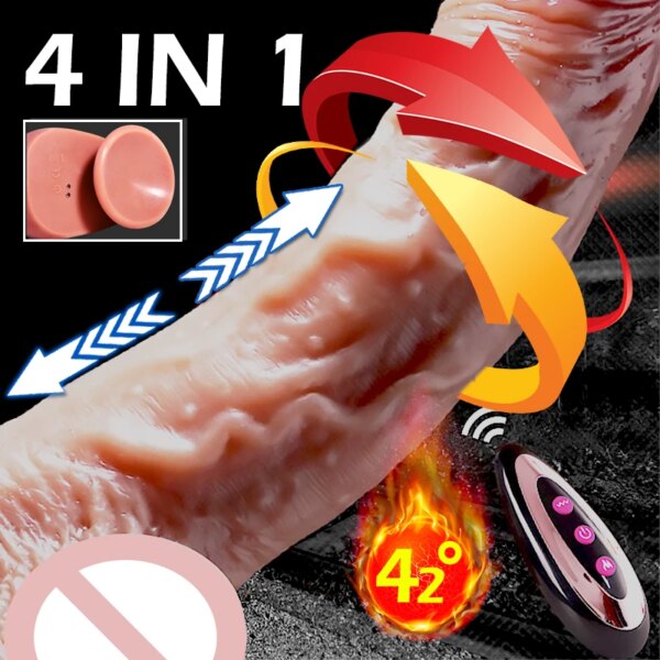 Automatic Realistic Big Dildo Vibrator Nude Penis Artificial Telescopic Swing Heating Silicone Remote Control Sex Toys for Women