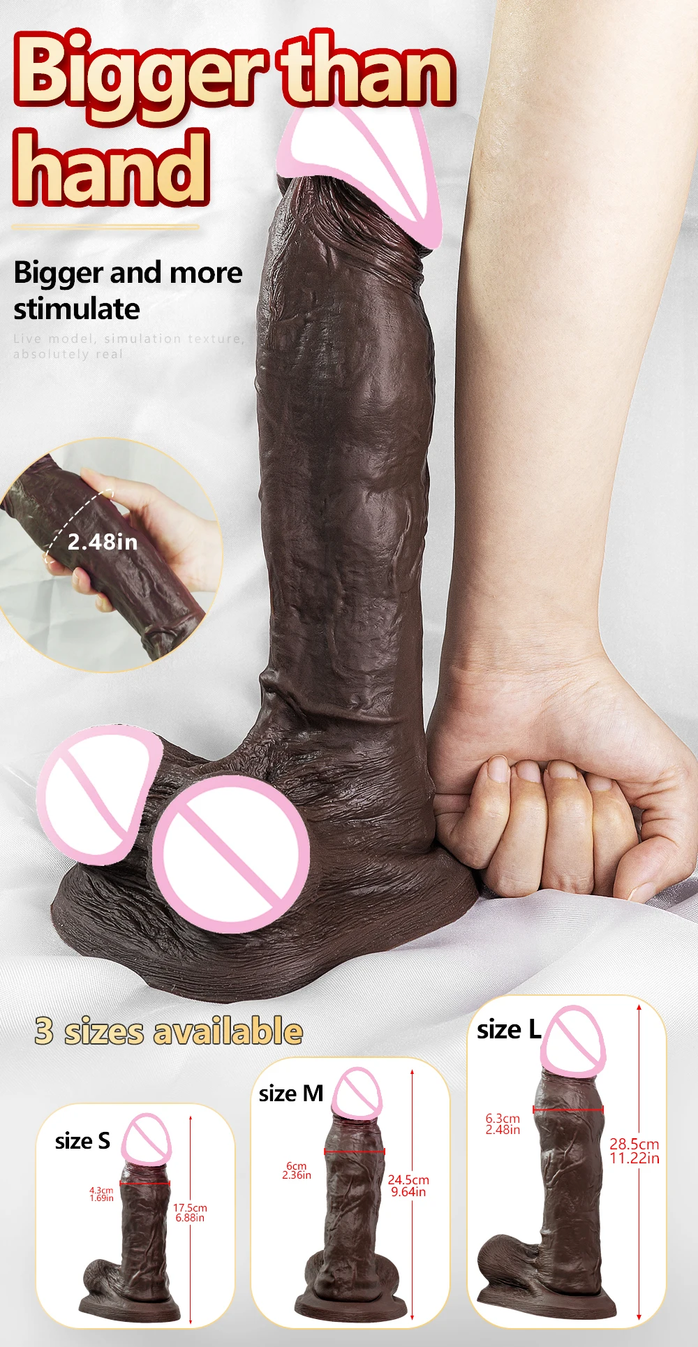 Big Dark Dildos Super Large Penis Silicone Powerful Suction Cup Anal Sex Toy For Women Soft Penis Adults  Sex Tools 18