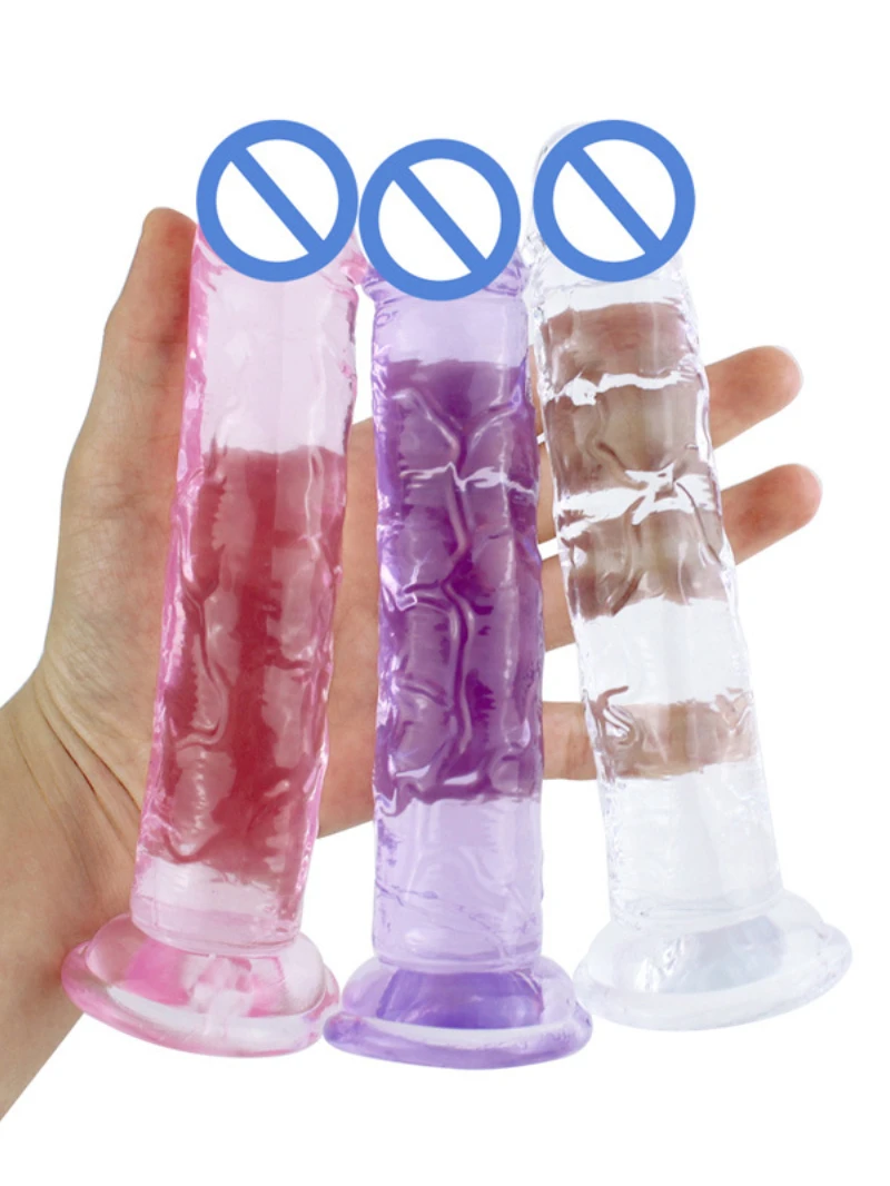 Medium Size Transparent Dildo with Suction Cup Jelly Dildos Sex Toys Woman Fake Dick Toy Big Dildo Suction Cup Penis Anal Dildo