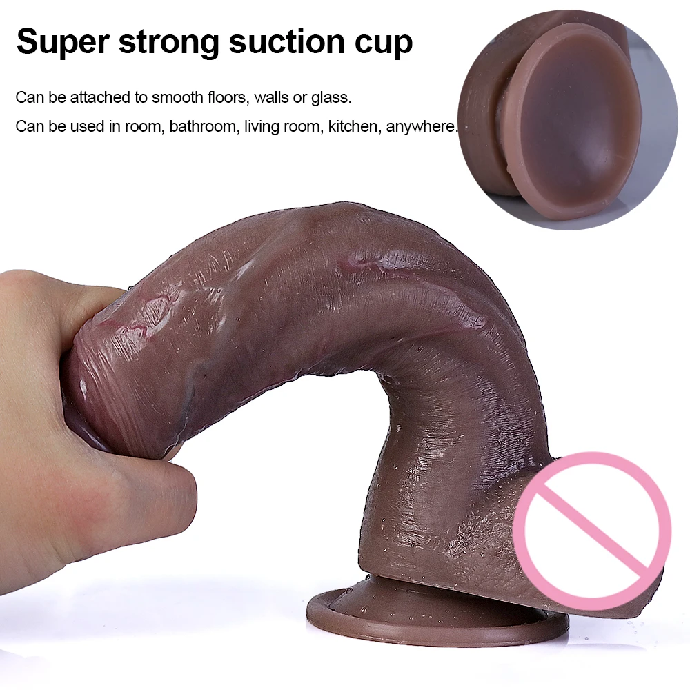 Black Skin Real Dildo Soft Sexy Big Penis Realistic cock Female Masturbator G-spot Anal Sex Toys Strap on Huge Dick for Women